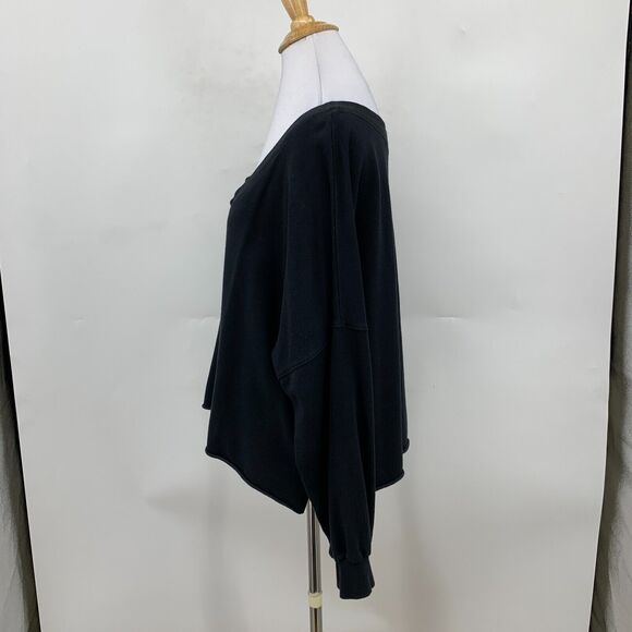 Nike Yoga Luxe Top Womens L Black Fleece V Neck Modal Blend Long Sleeve Cropped - Picture 4 of 14